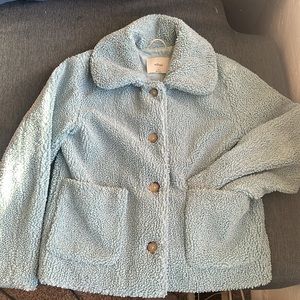 Aritzia Wilfred Stanza Sherpa Teddy Coat Blue Button Down Jacket
